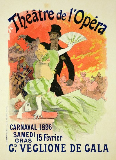 Reproductie van een poster die het carnaval van 1896 in het Théâtre de l